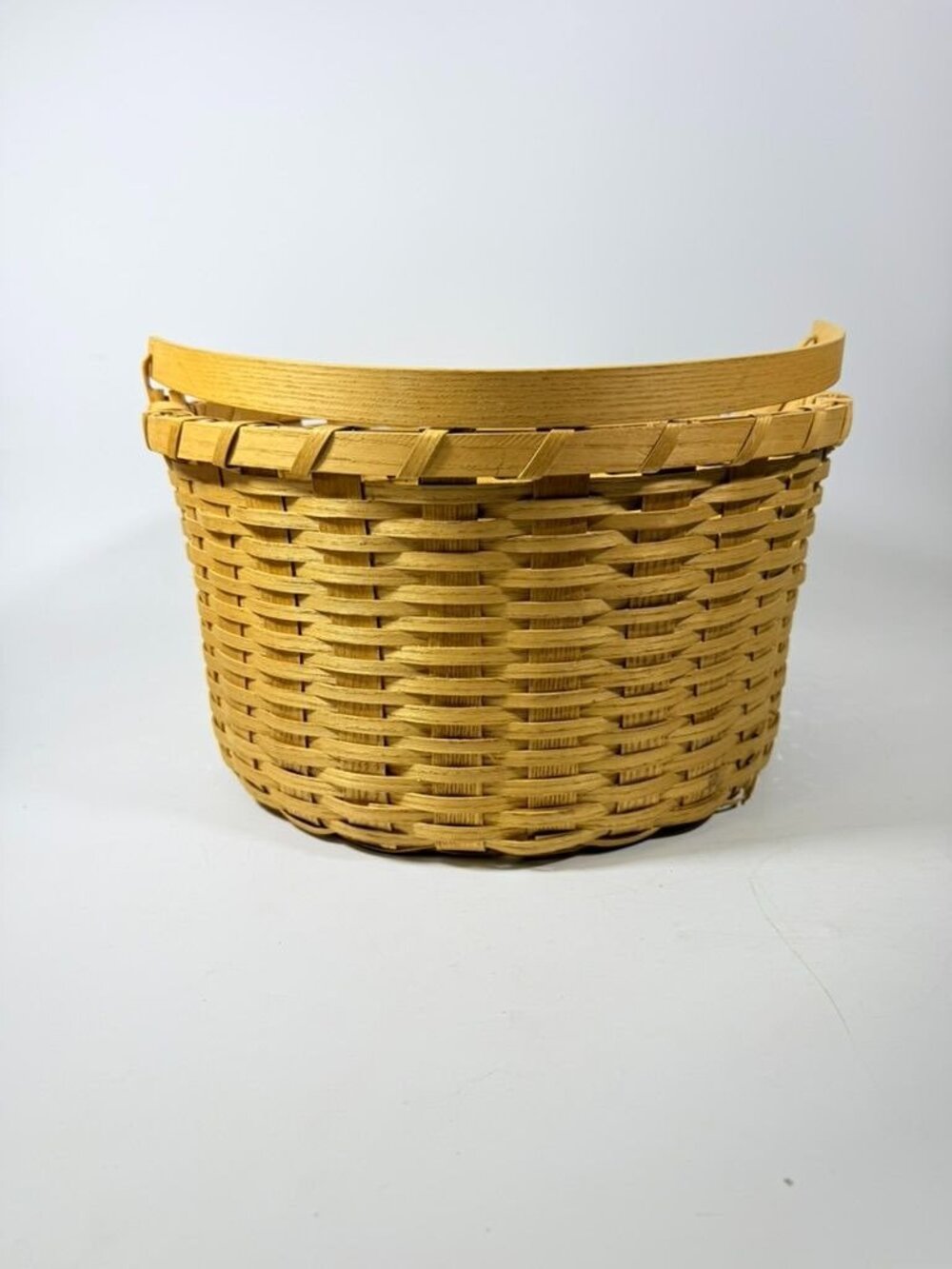 Amish Handwowen Swinging Handled Basket Vintage Light Wood Handmade Decorative - Picture 6 of 16